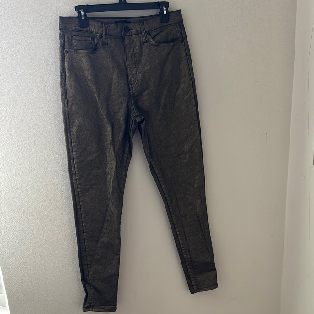 Banana Republic High Rise skinny metallic antique gold five pocket jeans sz 30 L